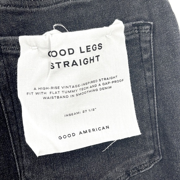 NEW GOOD AMERICAN Good Legs Straight Jeans Black184 Style GS419TFT 10/30 - Picture 10 of 14